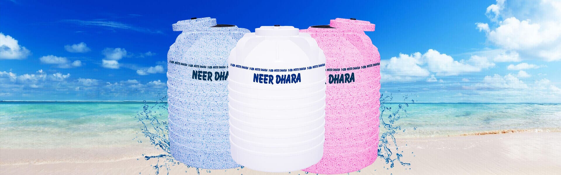 Neer Dhara water tank manufacturer logo with water tank icon and tagline ‘because water matters